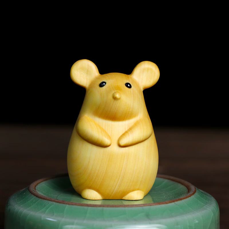 雕刻十二生肖手把件鼠牛虎兔龙蛇马羊猴鸡狗猪实木家居摆件 q版生肖