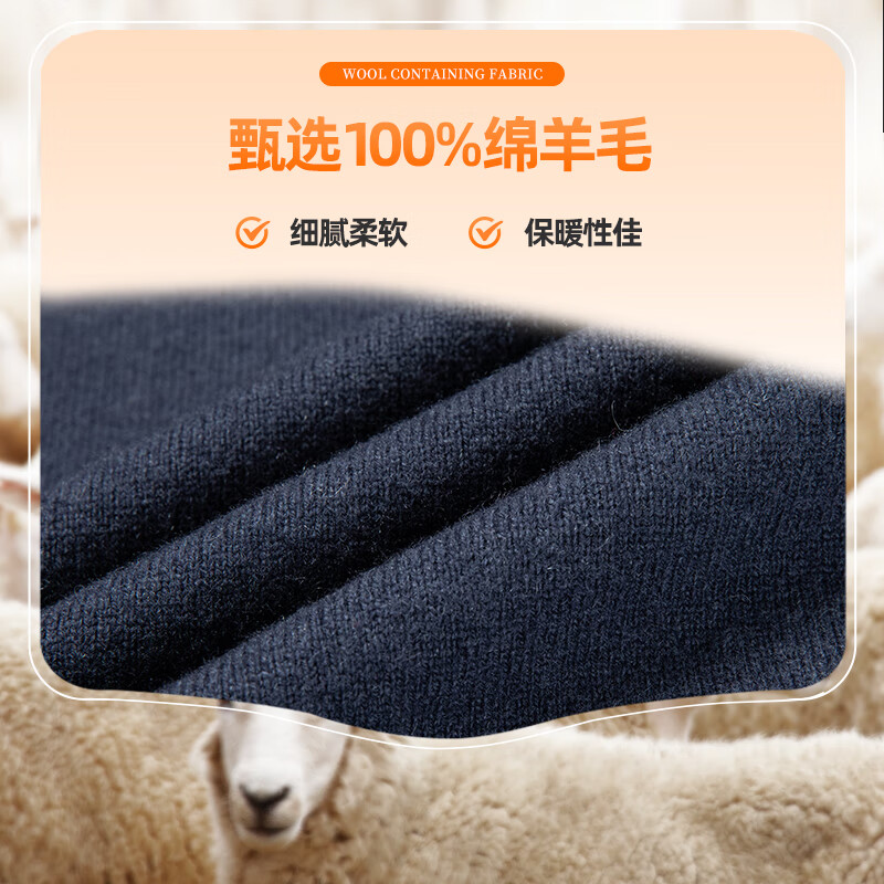 SHANSHAN杉杉100%纯羊毛衫男秋冬季420g重磅加厚保暖休闲男士本命年红毛衣 焦糖色 M /170