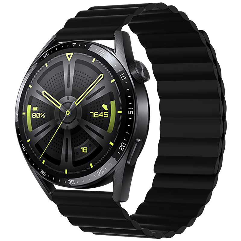 BHO适用华为手表表带gt3/gt2/watch3pro new表带磁吸硅胶表带 黑色