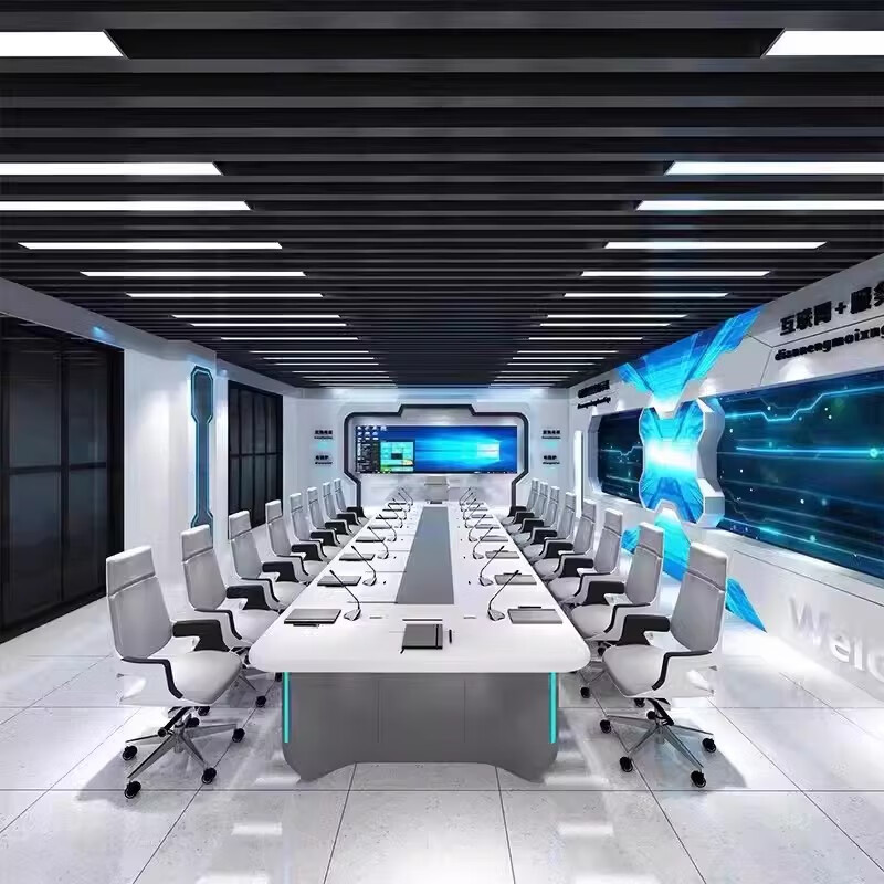 烤漆会议桌科技感长条桌简约现代大型无纸化条形桌会议室桌椅组合