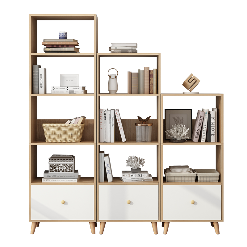 瑞象  书架简约家用落地小柜子收纳架客厅卧室窄缝储物简易置物小书架 深胡桃色+白50×30×180cm