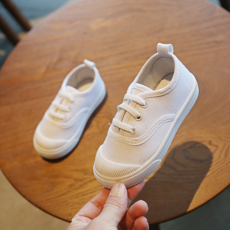 日式儿童鞋小白幼儿园男童女童宝宝布鞋室内白鞋园鞋运动帆布球鞋 C08-3白色 33 码/内长20.5cm