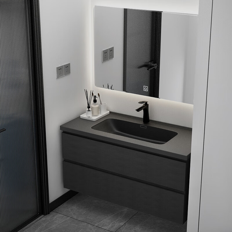 洗脸盆一体式 轻奢卫浴室柜组合卫生间洗漱洗手池厕所洗脸台岩石l