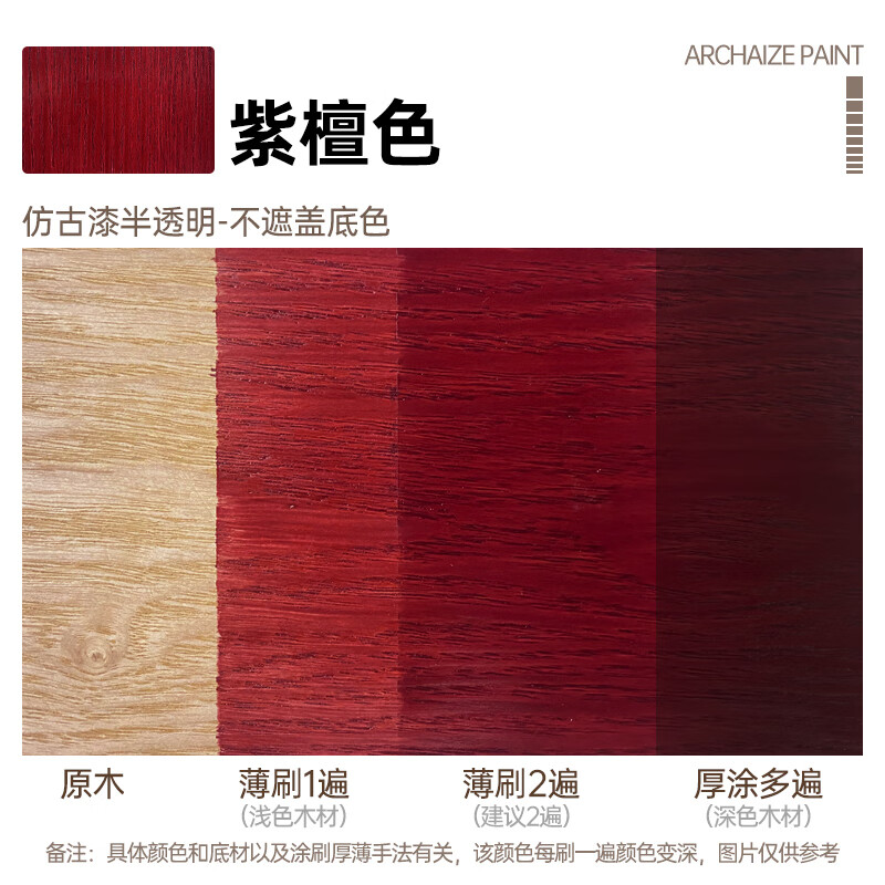 漆木漆翻新改色实木自刷涂料木质家具木门木纹漆 紫檀(半亚光-室内)
