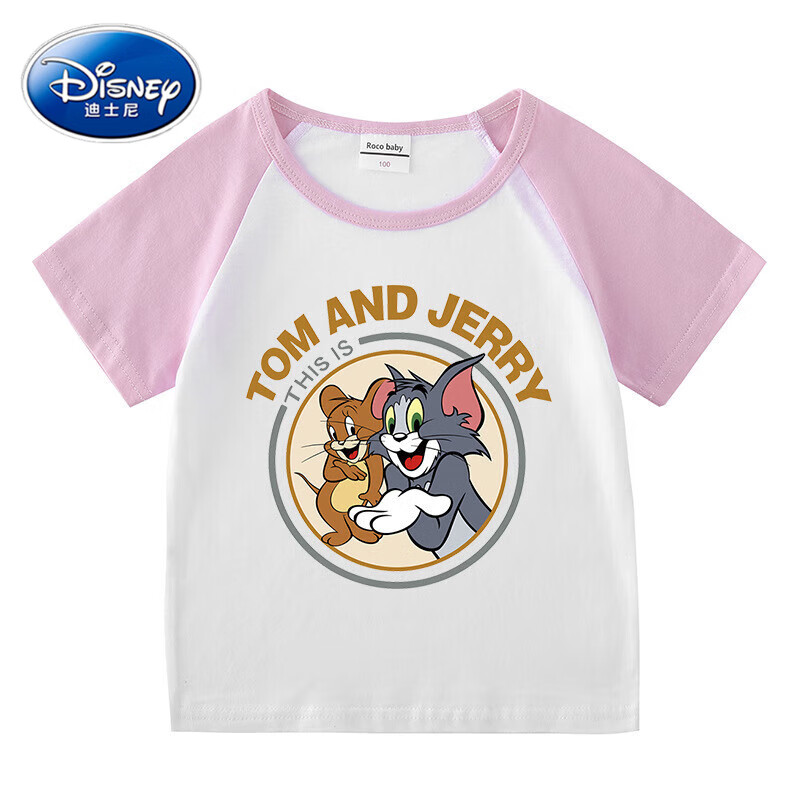 迪士尼(disney)猫和老鼠夏季新款百搭儿童童装衣服男女童短袖t恤上衣