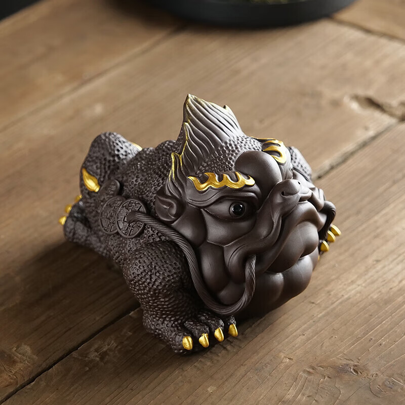 金蟾可养大号招财蟾蜍宠物描金茶玩茶具配件 紫砂招财龙蟾【紫泥款】