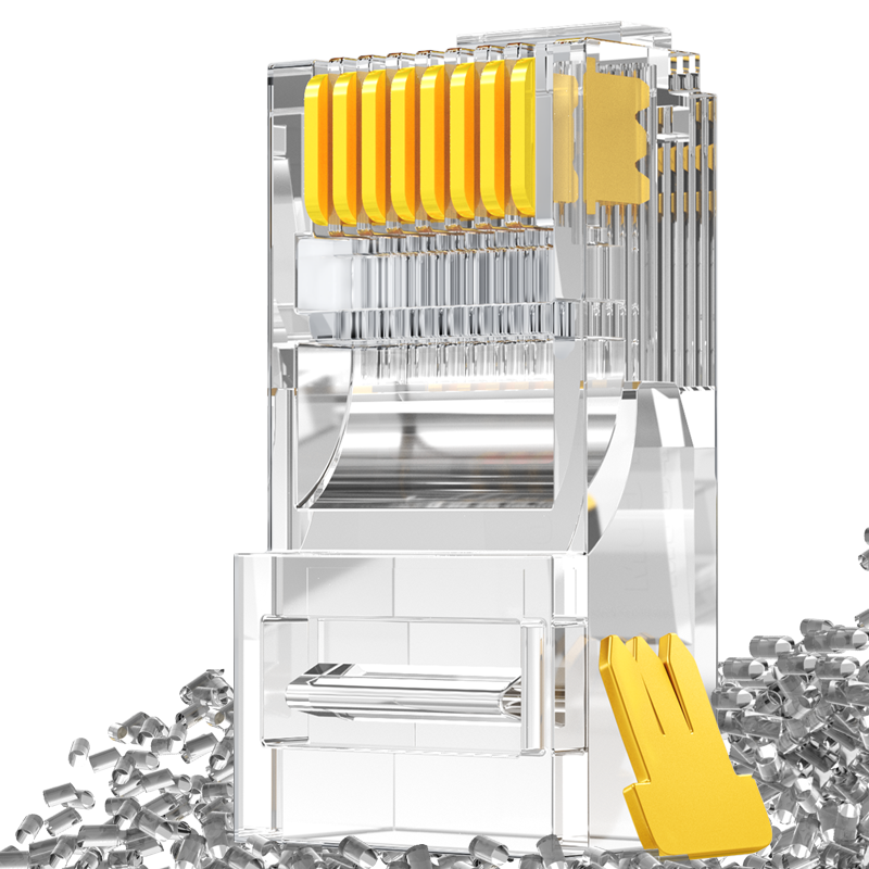 ���տ���AMPCOM������������ˮ��ͷ 50U�ƽ�CAT5E��ǧ�������ͷ100��RJ45���̼�8P8C��������������AMCAT5E50100 51Ԫ