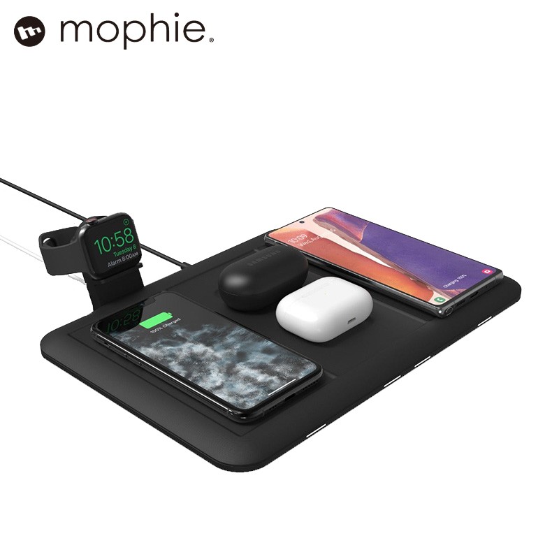 mophie无线充电器iPhone12pro max手机7.5w快充qi协议4合1充电垫手表耳机充电板华为手机10w快充