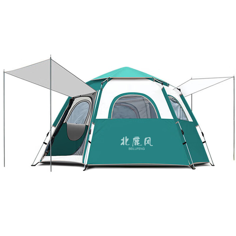 北鹿风全自动户外速开帐篷3-6人防雨防晒过夜便携式可折叠加厚露营帐篷 六角/两门三窗/5-8人送防潮垫