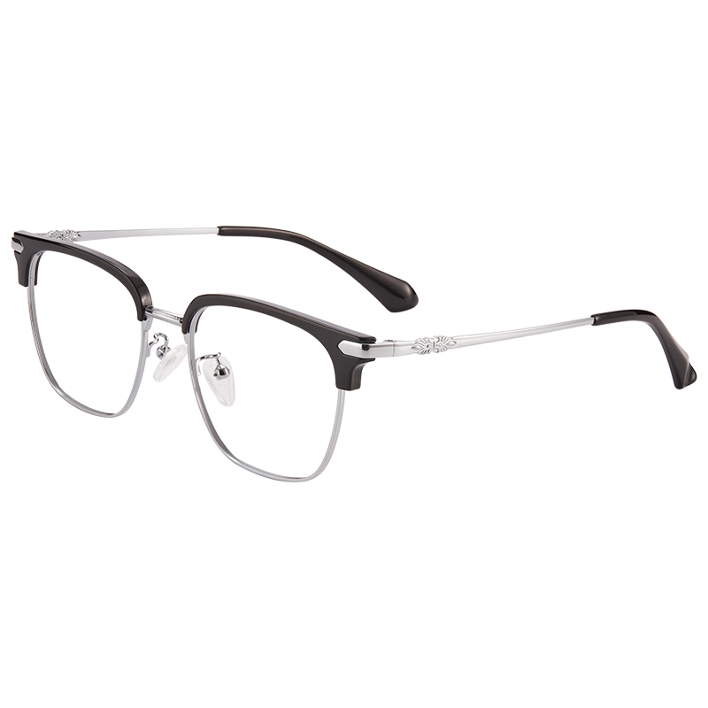 目戲（EYEPLAY）轻商务男士近视眼镜网上可配度数斯文眉线框可选万新镜片80001A