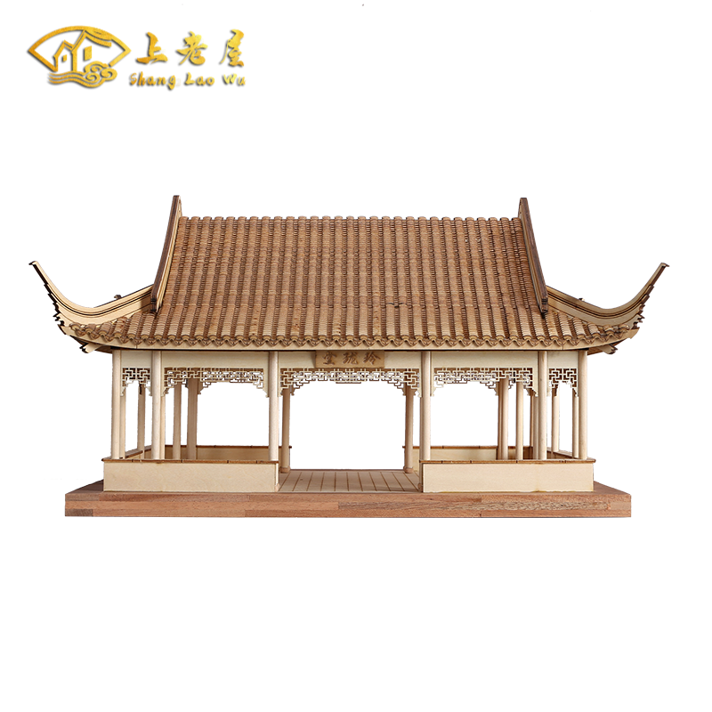 枳记家  古建筑模型木质成品摆件乔迁软装饰品挂大厅现货 玲珑馆新