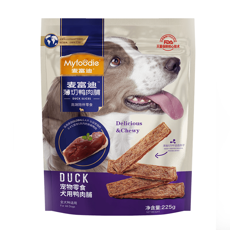 麦富迪 宠物狗狗零食 成犬幼犬训狗奖励零食 薄切鸭肉脯 225g