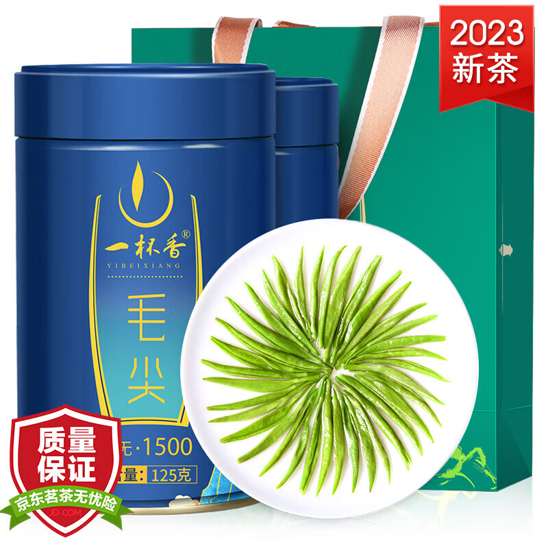 一杯香茶叶2023新茶明前春茶绿茶毛尖茶芽头礼盒装250g浓香型