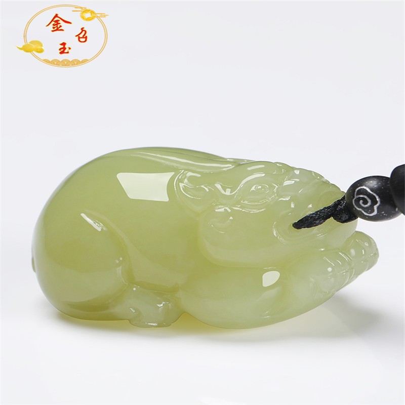 金召玉和田玉黄口料貔貅吊坠男款皮休挂件皮丘玉坠含证书38g自戴送礼