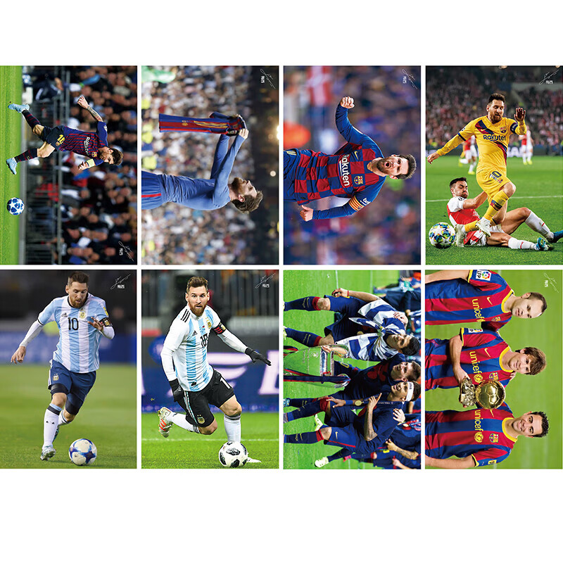 托托贴贴 c罗海报 足球海报宿舍梅西姆巴佩c罗球星sn8969 梅西(一套8