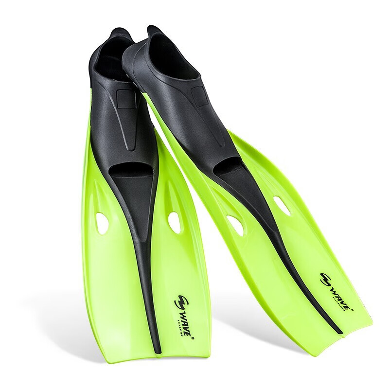 wave浮潜脚蹼成人蛙鞋男水肺潜水装备深潜训练用品 光黄/黑脚蹼  收藏