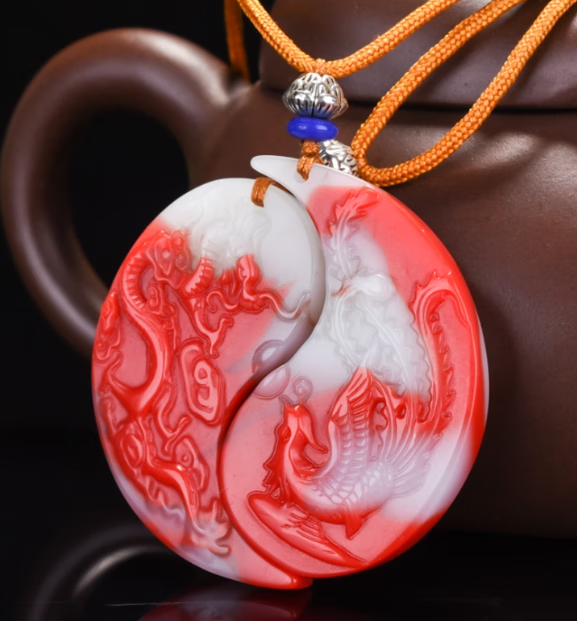 亲恒荟官方官方玉佩一对和田玉龙凤吊坠男女龙凤挂件牌子情侣信物 龙