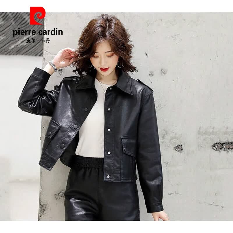 皮尔卡丹（pierre cardin）皮衣女2023年新款洋气短款宽松显瘦女士休闲机车夹克韩版上衣外套 黑色 M使用感如何?
