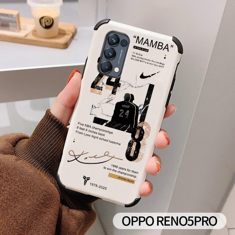 JSOVE reno5pro手机壳男oppo reno5/5K全包防摔pro+保护套雏菊硅胶简约软壳 【Reno5Pro】黑曼巴科比+热弯膜