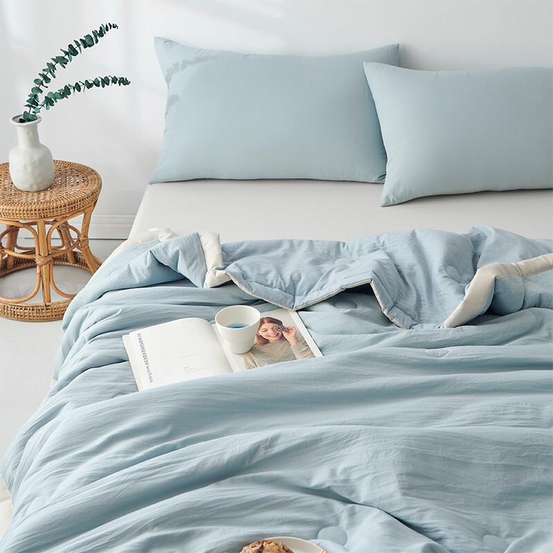 多喜爱家纺可水洗空调被大豆纤维夏薄被可机洗夏凉被夏被床上用品 亲肤水洗20%大豆纤维夏被(蓝) 152*218cm 1.2米床