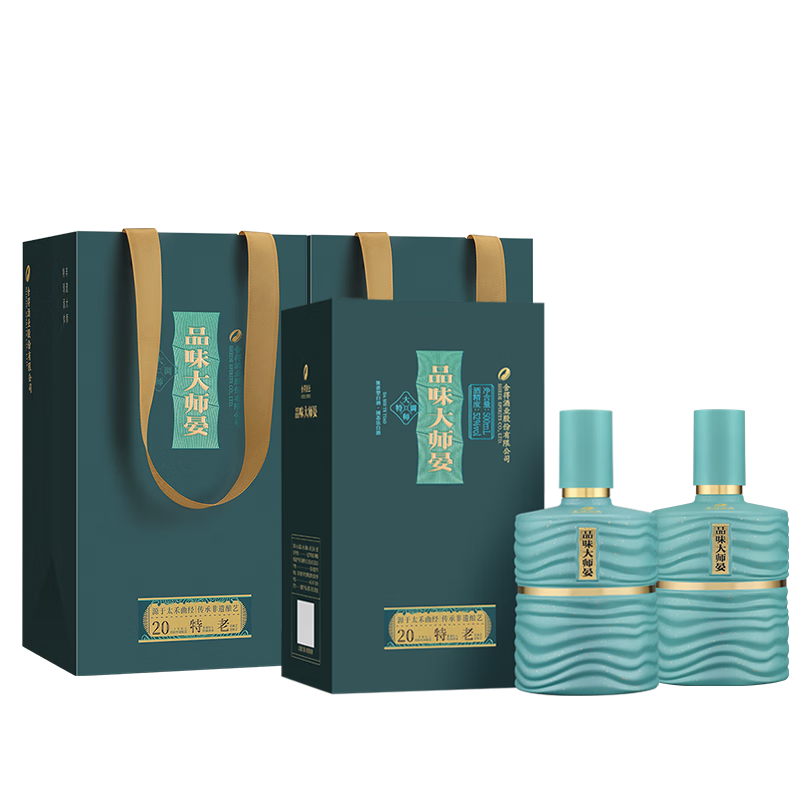 舍得 品味大师晏 浓香型白酒 52度 500mL 2瓶（赠礼袋+大师宴小酒100ml*2）