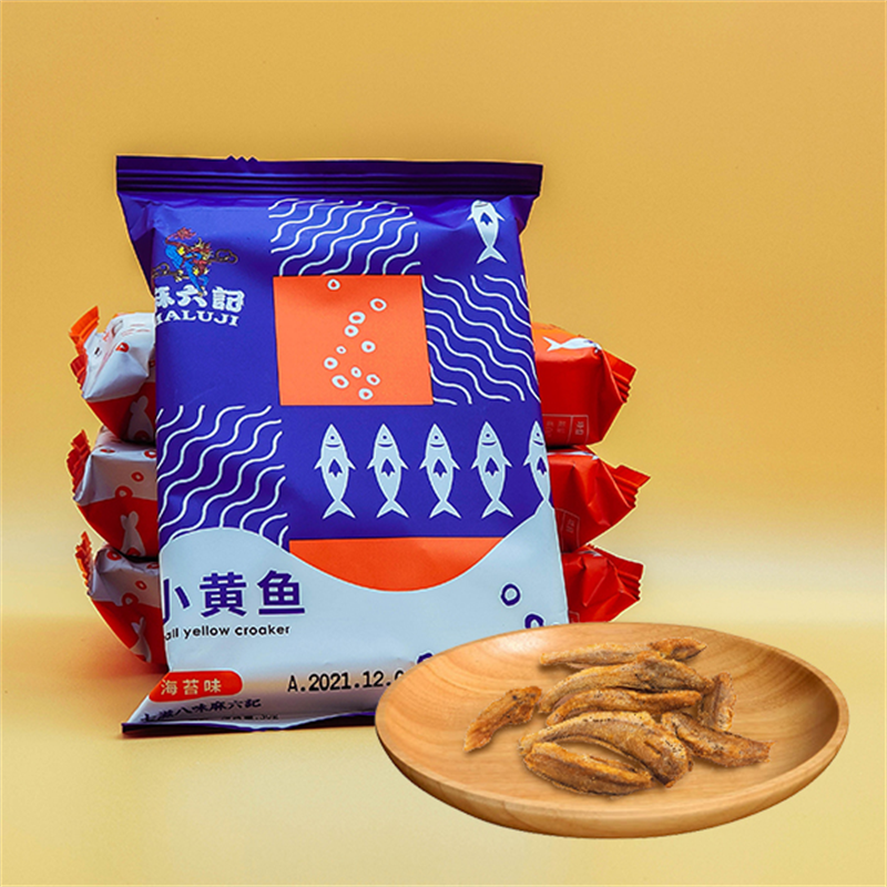麻六记 小黄鱼袋装30g/袋 办公室解馋小零食 香辣味30g*3 海苔味30g*3