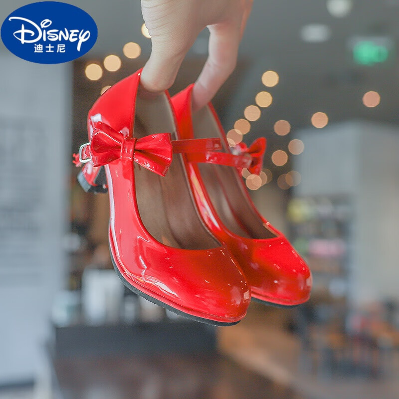 迪士尼（disnep）女童高跟鞋小公主单鞋红色儿童皮鞋小女孩演出走秀公主鞋小孩鞋子 KL-2红色 26码 鞋内长16.8cm高性价比高么？