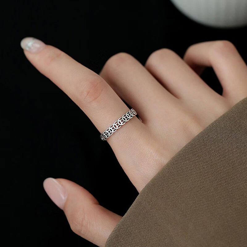 苏十六925银复古铜钱戒指女小众食指戒转运招财指环生日礼物送女友闺蜜 铜钱戒指【活口可调节】