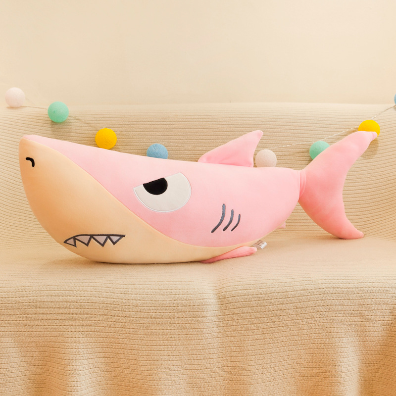 新款鲨鱼毛绒玩具公仔卡通可爱鲨鱼抱枕创意同款睡觉抱枕 粉色 70厘米