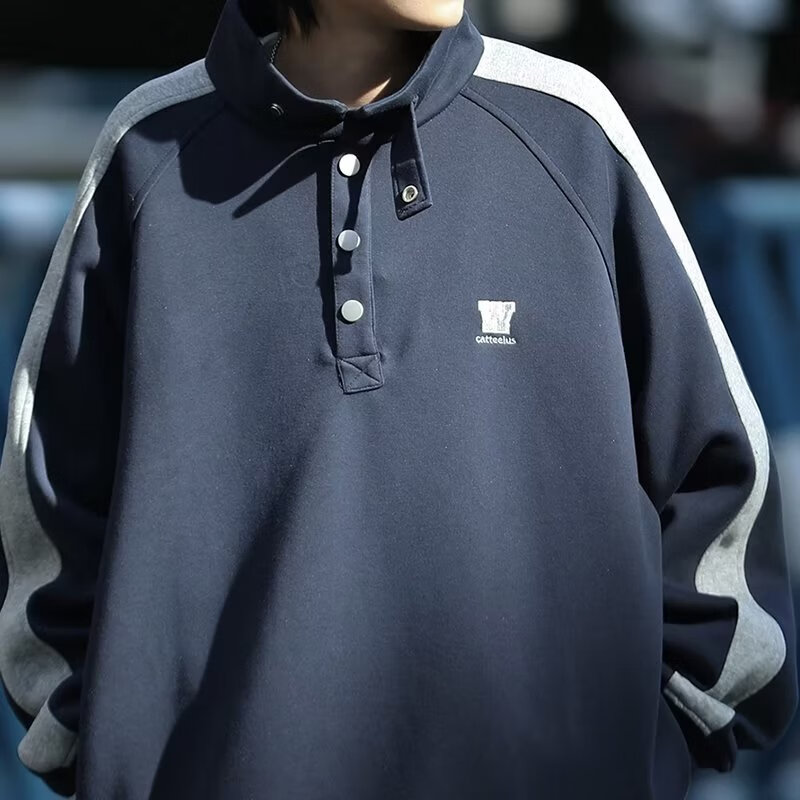 POUM男装联名情侣卫衣男秋冬季美式加绒加厚嘻哈痞帅保暖外套无帽上衣 WLFS-926灰色 L