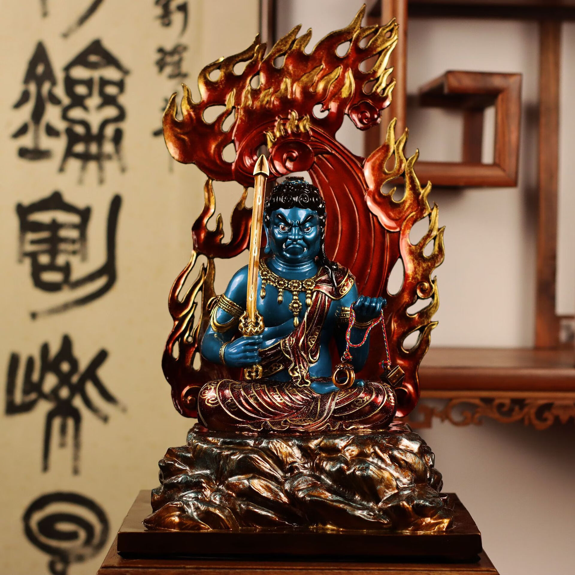 坐不动明王佛像摆件纯铜不动尊菩萨雕像家居客厅装饰品工艺品摆设 坐