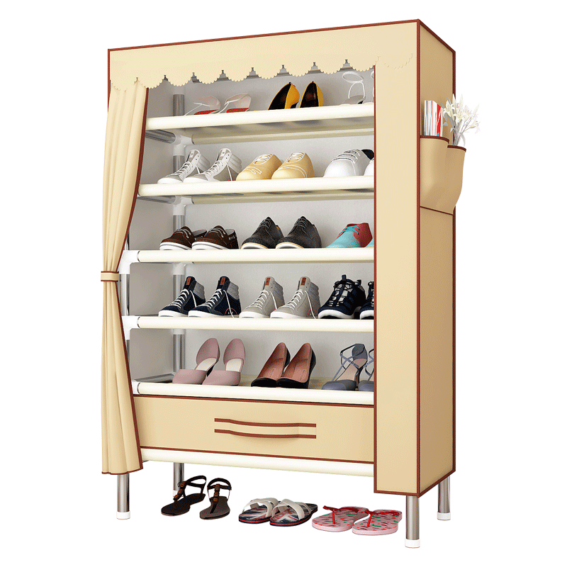 乐爱家 鞋架简易鞋柜家用门口多层布艺防尘经济型宿舍鞋架子