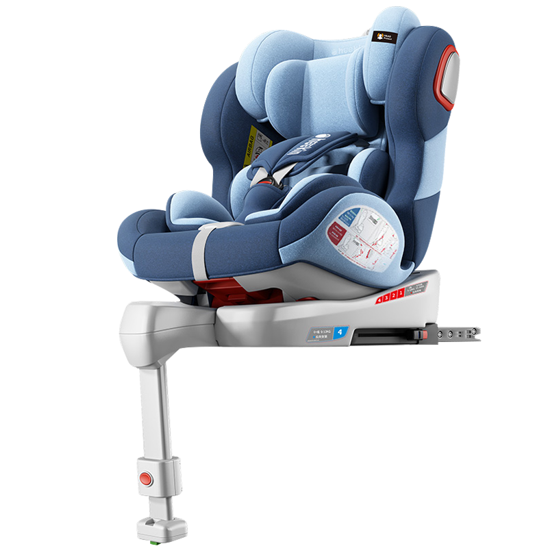 Heekin德国儿童安全座椅0-12岁汽车婴儿宝宝用isofix接口新生儿可睡可躺 智能款-智慧蓝