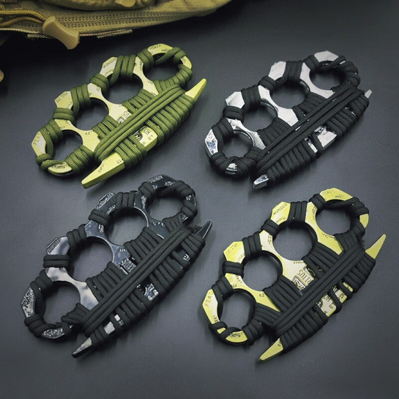 浙睿防身指虎刀防身武器合法随身战术装备手指虎拳刺带刺合法随身自卫 银色-恶灵指虎【加厚款-全缠绳】