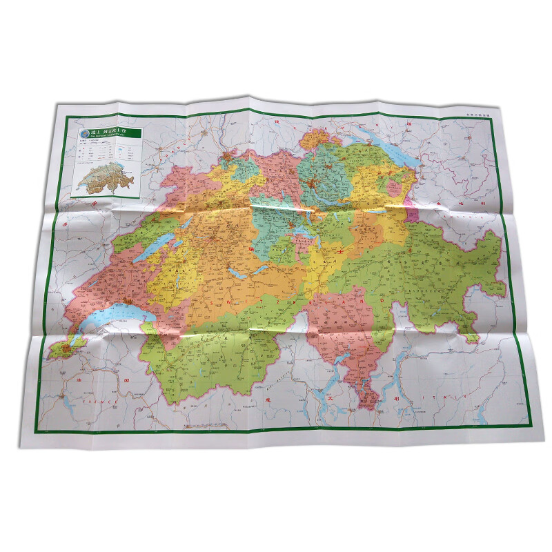 2023瑞士列支敦士登 大幅面行政区划地图交通旅游 中外对照  附日