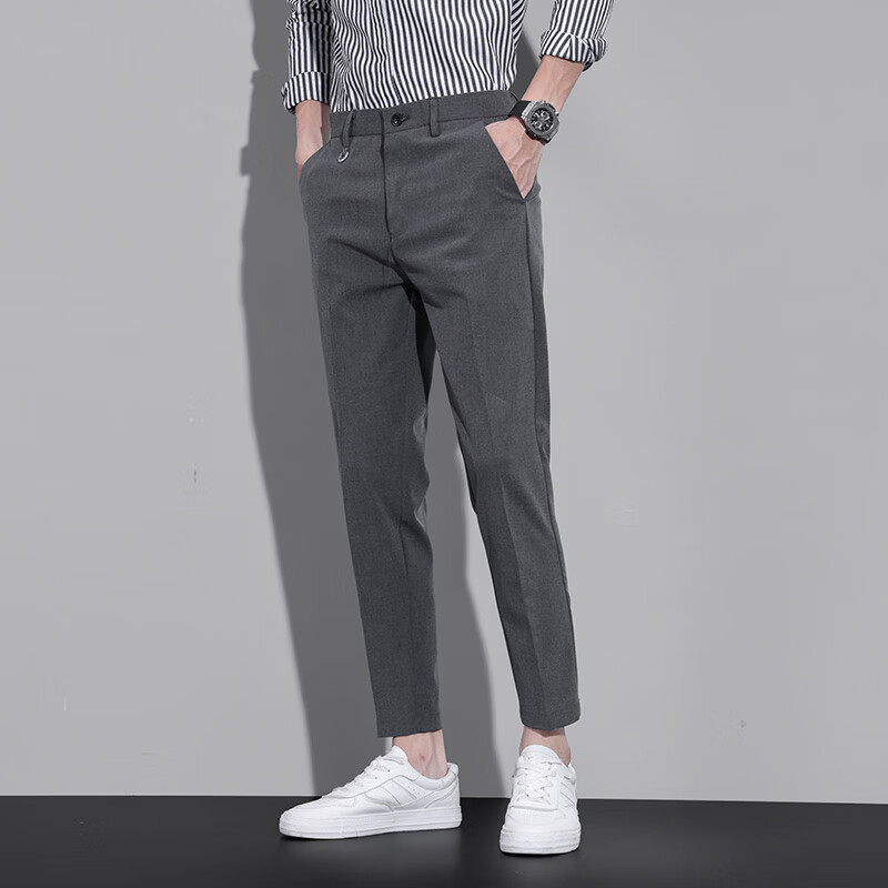 塔森朗西装裤男垂感春秋季西装裤子男款潮流商务休闲裤男九分裤直筒