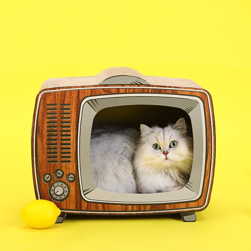 华元宠具（hoopet）猫抓板窝别墅纸箱电视机创意猫窝猫爪板猫咪磨爪猫盒子瓦楞纸猫屋电视机猫抓板