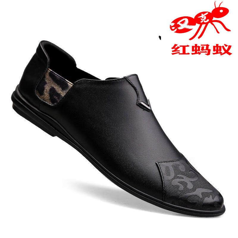 汉克红蚂蚁豆豆鞋男软皮男鞋头层牛皮夏季透气男士韩版百搭小皮鞋软底