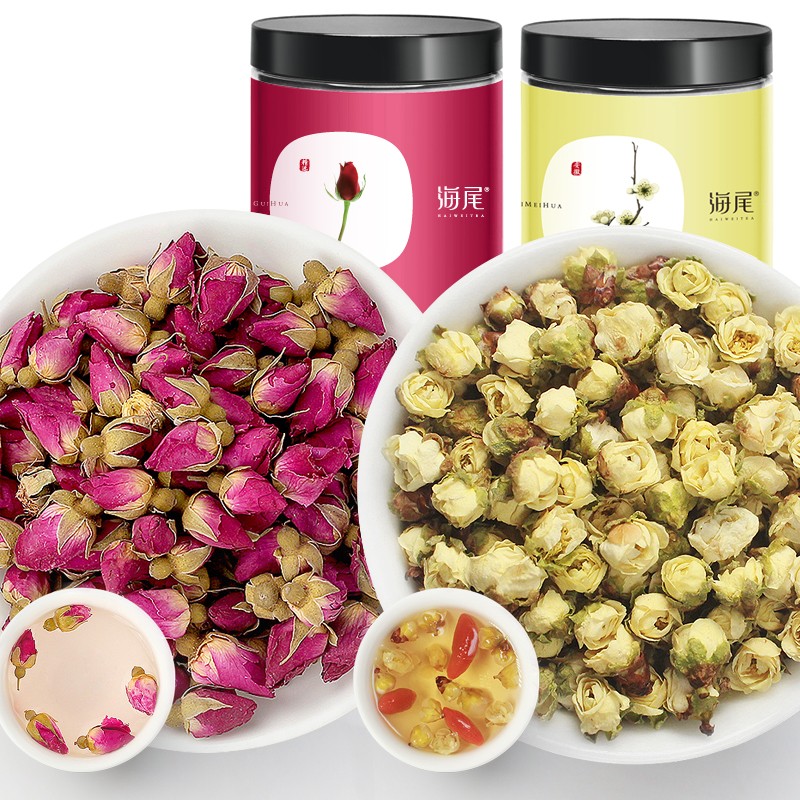 海尾品牌的白梅花玫瑰花组合养生茶饮价格趋势及推荐