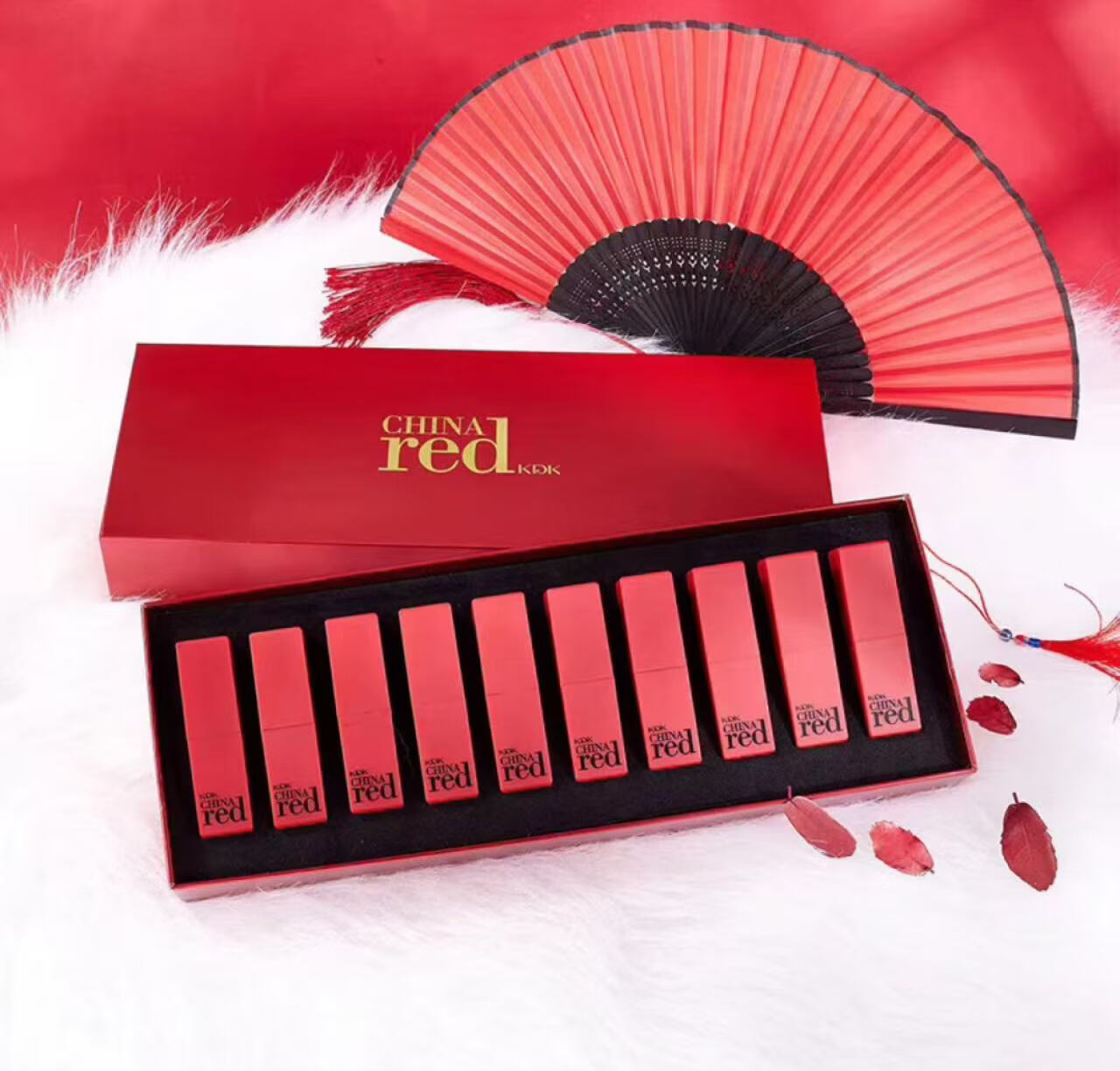 tdl复古中国风口红套装哑光时尚芭莎口红10支礼盒装套盒七夕情人节礼