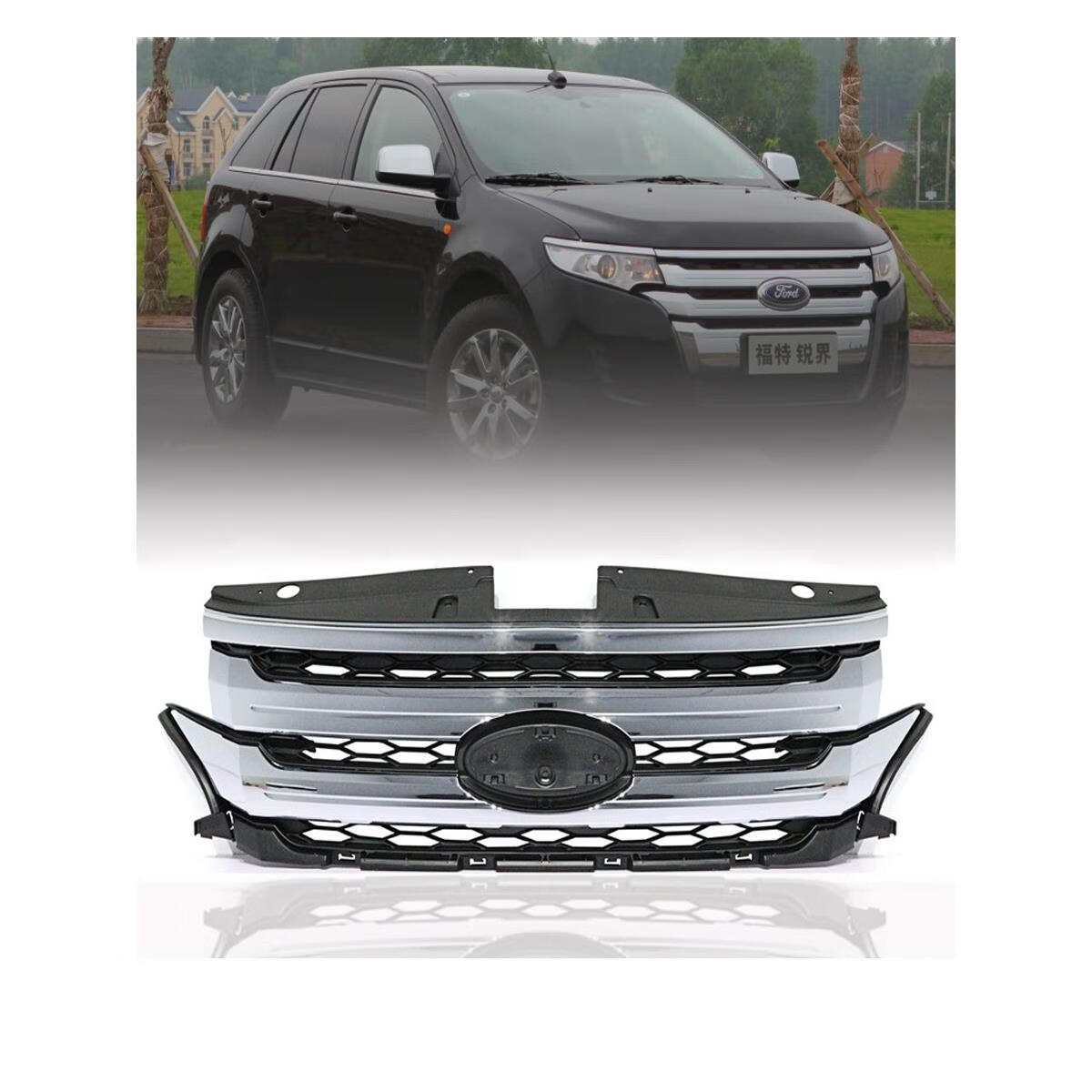 雅迎适用于12款进口锐界前保险杠进气格栅14锐界中网底座前杠电镀亮条