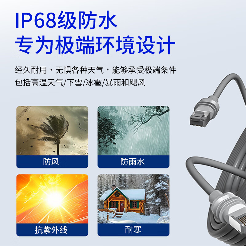 福邦泰星链网线GEN3万兆8芯以太网连接线特斯拉星链短体水晶头网线星链数据线高速互联网单屏蔽线缆灰色 单屏蔽灰色 0.5米