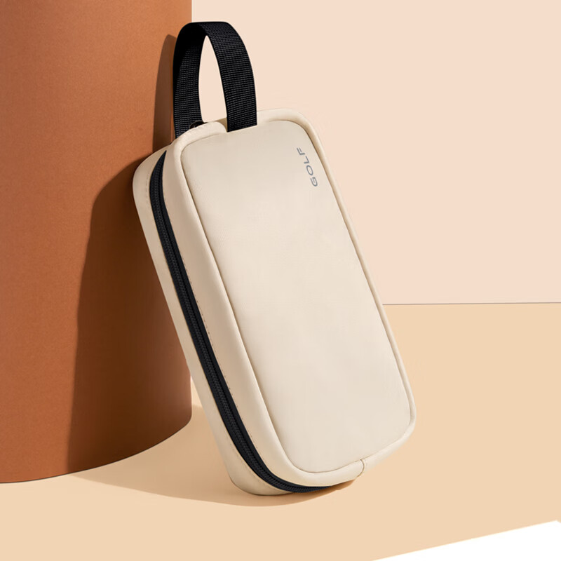 高尔夫（GOLF）旅行收纳包多功能出差洗漱包男女化妆品收纳袋大容量手提大开口 杏色