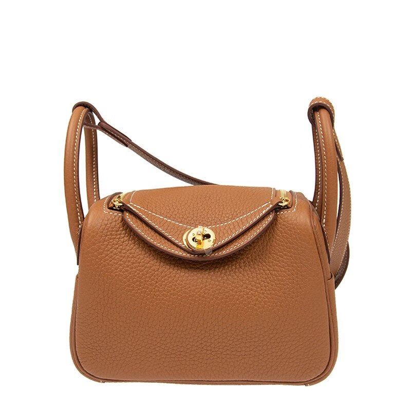 爱马仕(hermes)爱马仕 mini lindy系列 tc皮 手提/单肩包 金棕色金扣