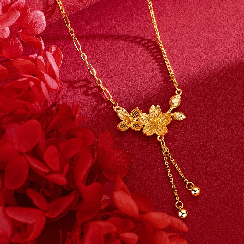 越南沙金项链女黄金足金S999项链结婚首饰生日锁骨链不 福袋项链