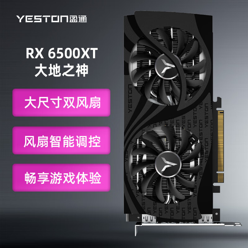 盈通（yeston）AMD RADEON RX 6500 XT 4G D6 大地之神 6nm游戏显卡