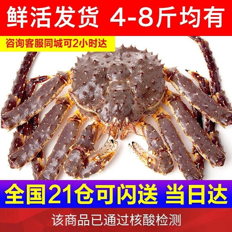 【顺丰空运】新鲜帝王蟹生鲜帝王蟹超大帝皇蟹帝王蟹活冻蟹净重 活冻蟹4-4.5斤整只
