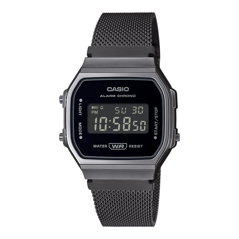 卡西欧(casio)手表 不锈钢数显小方块计时闹钟多功能男女户外防水腕表