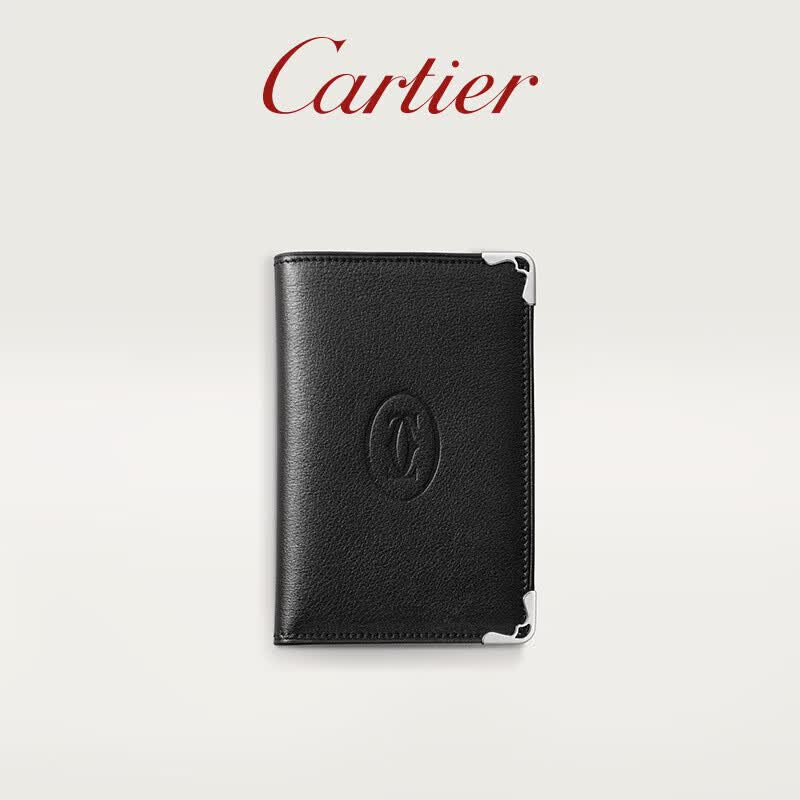 卡地亚(cartier)全新must系列信用卡皮夹 小牛皮双c标志卡包 黑色