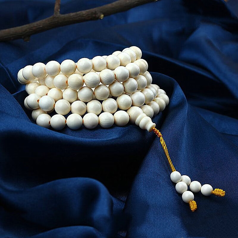 帛灵 猛犸象牙108颗佛珠冰料满纹圆珠多圈项链保真 礼物男女士 5a级